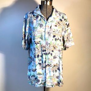Daniel Cremieux Short Sleeve Light Blue Floral Men’s Button Down Shirt